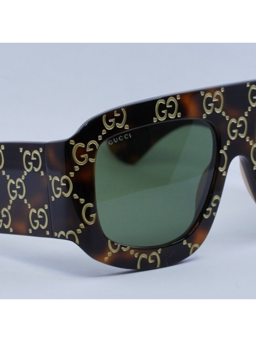 Gucci GG0983S 002 Sunglasses Havana With Gold GG Pattern Square Frame - Picture 8 of 11